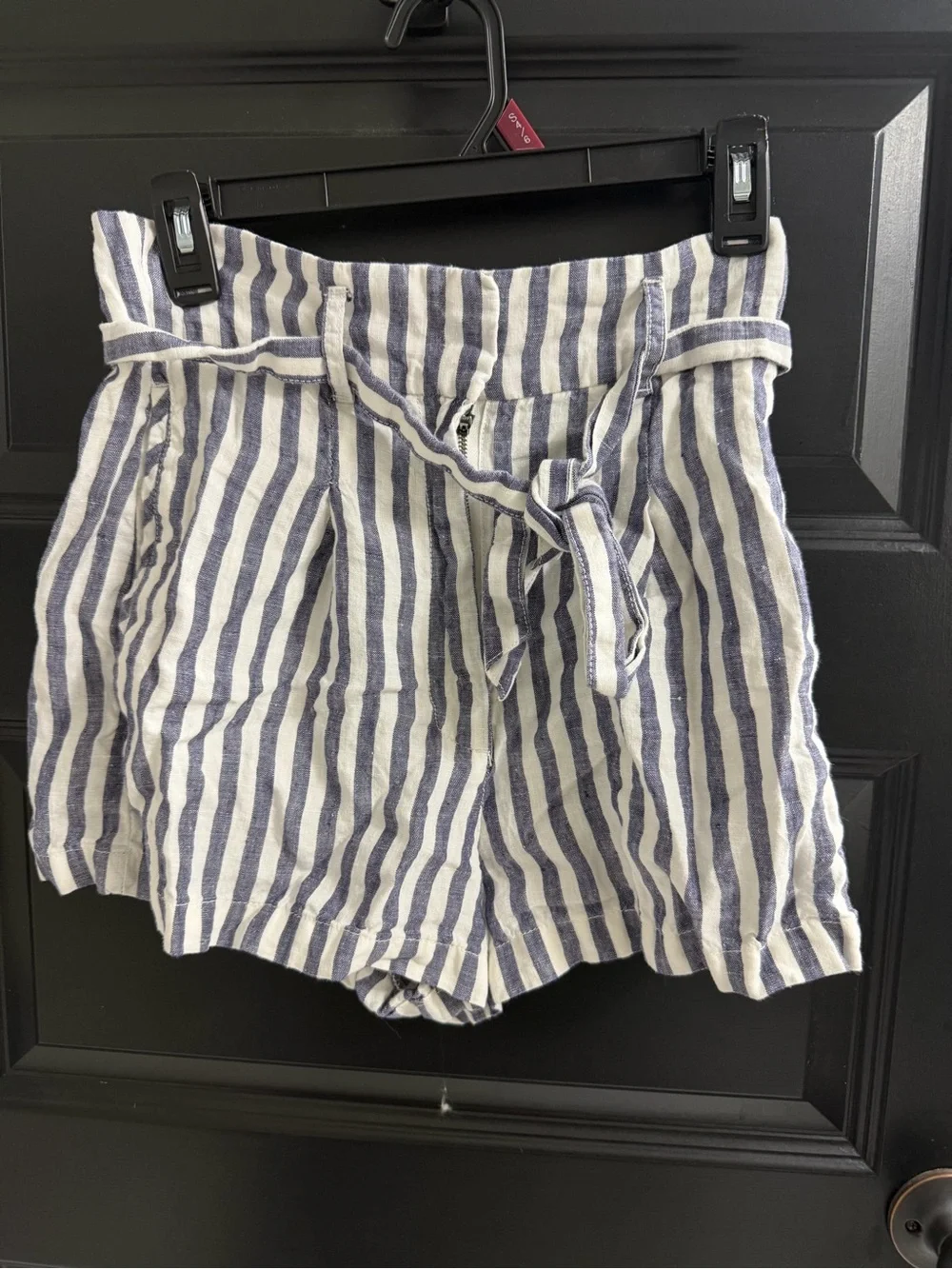 Cynthia Rowley Linen Striped Paperbag Waist Shorts Size 0